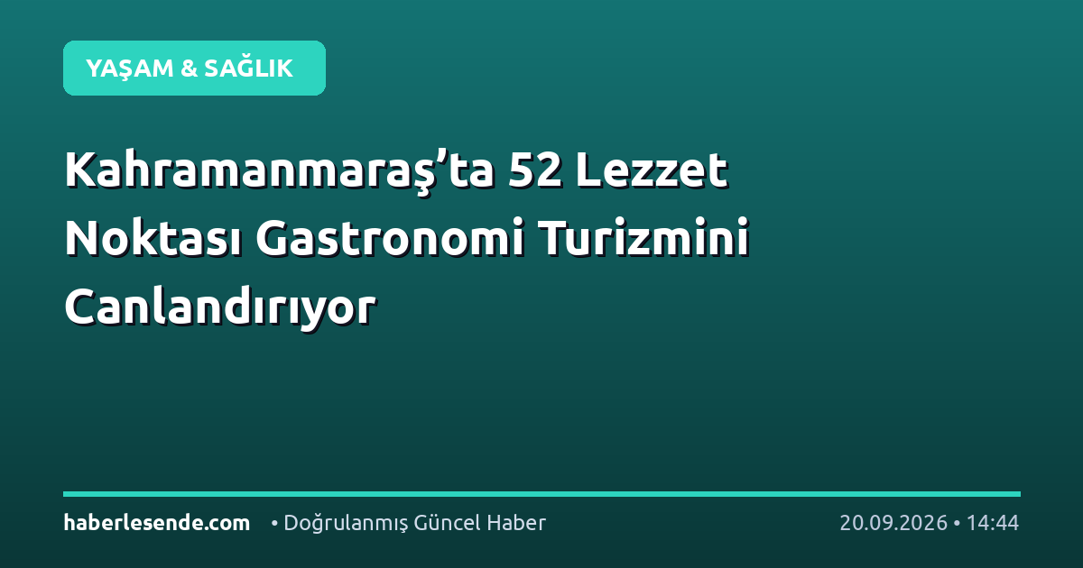 Kahramanmaraş’ta 52 Lezzet Noktası Gastronomi Turizmini Canlandırıyor