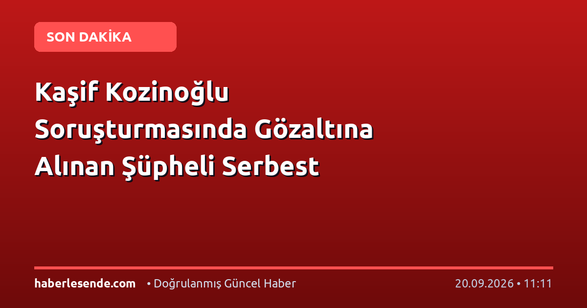 Kaşif Kozinoğlu Soruşturmasında Gözaltına Alınan Şüpheli Serbest