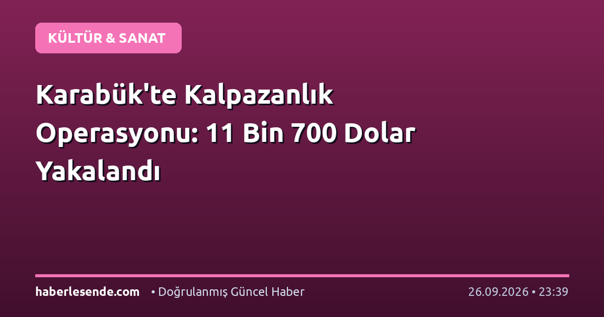 Karabük'te Kalpazanlık Operasyonu: 11 Bin 700 Dolar Yakalandı