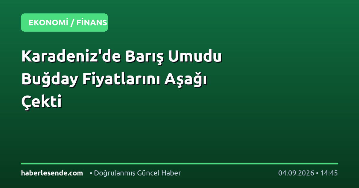 Karadeniz'de Barış Umudu Buğday Fiyatlarını Aşağı Çekti