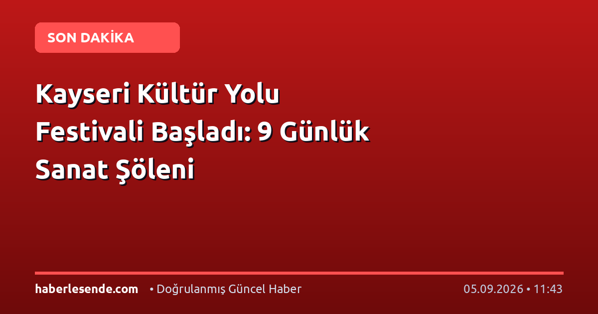 Kayseri Kültür Yolu Festivali Başladı: 9 Günlük Sanat Şöleni