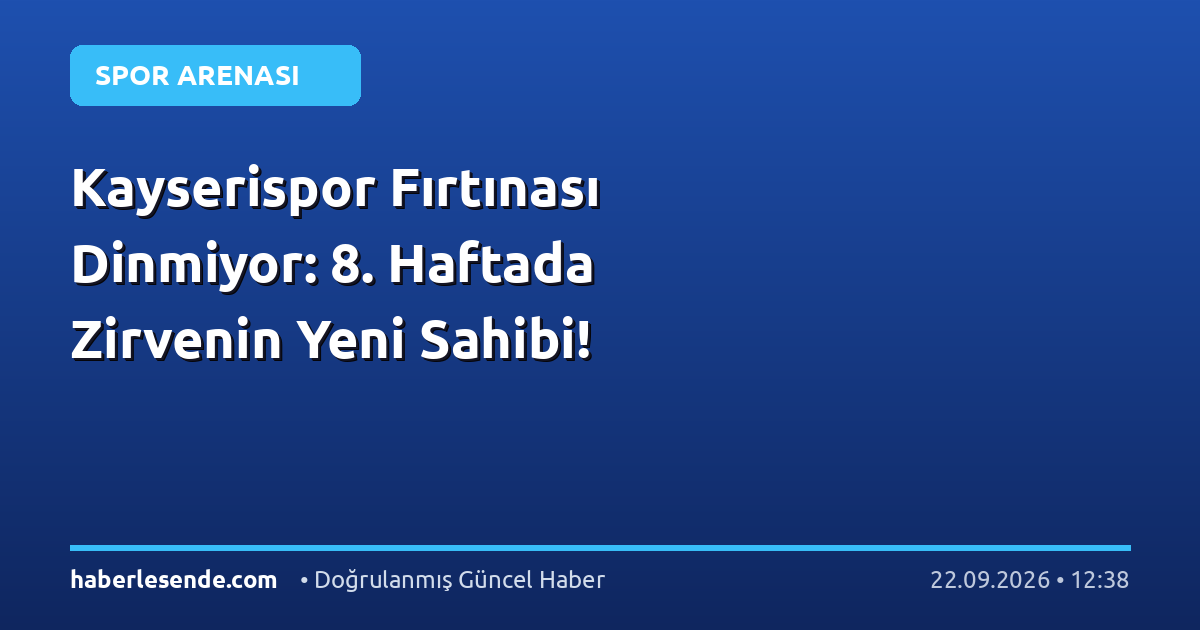 Kayserispor Fırtınası Dinmiyor: 8. Haftada Zirvenin Yeni Sahibi!