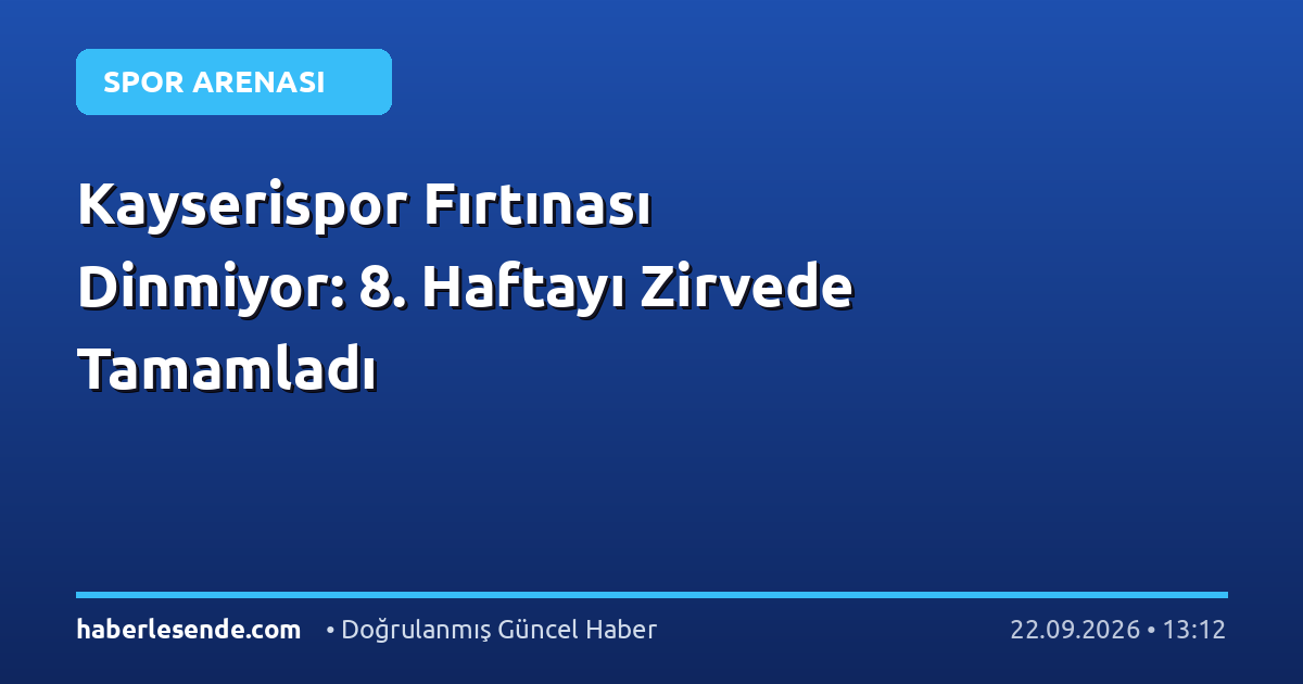 Kayserispor Fırtınası Dinmiyor: 8. Haftayı Zirvede Tamamladı