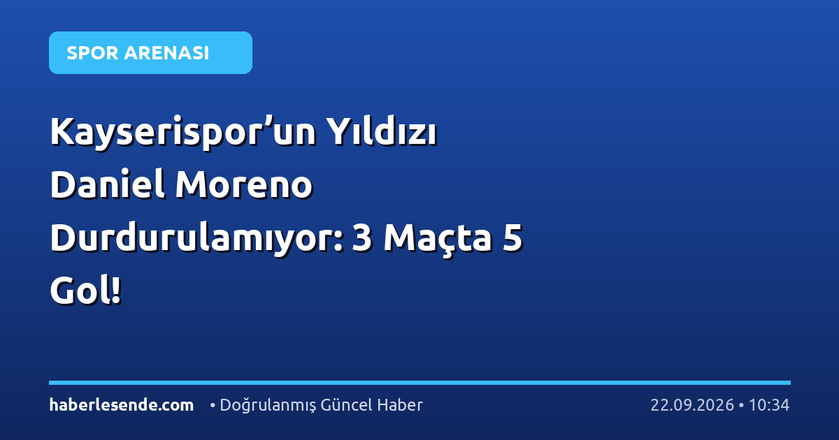 Kayserispor’un Yıldızı Daniel Moreno Durdurulamıyor: 3 Maçta 5 Gol!
