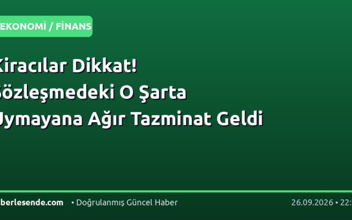 Kiracılar Dikkat! Sözleşmedeki O Şarta Uymayana Ağır Tazminat Geldi