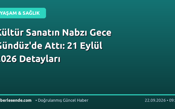 Kültür Sanatın Nabzı Gece Gündüz'de Attı: 21 Eylül 2026 Detayları