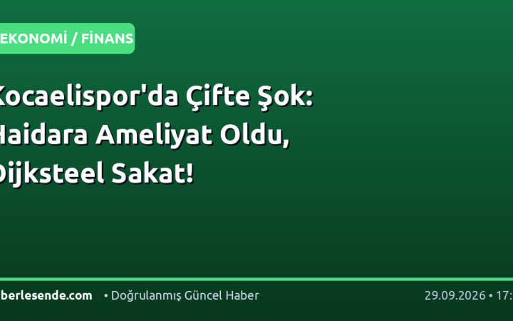 Kocaelispor'da Çifte Şok: Haidara Ameliyat Oldu, Dijksteel Sakat!