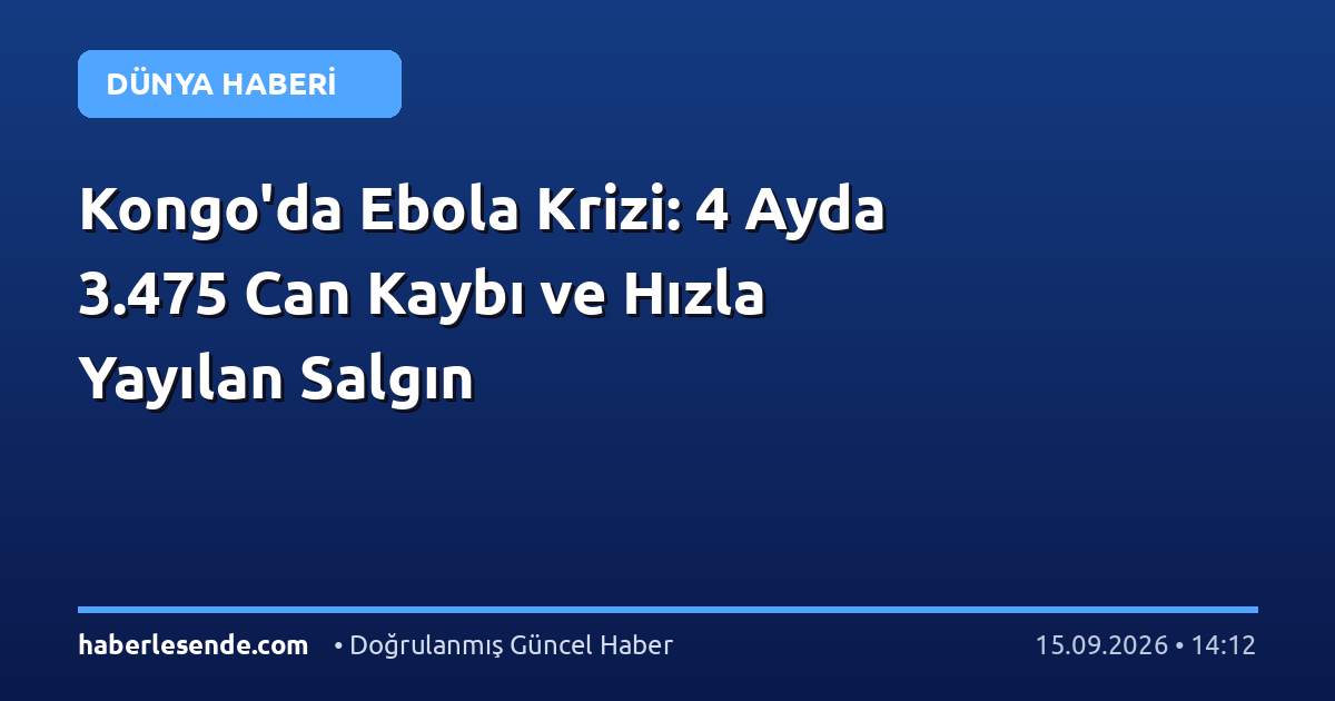 Kongo'da Ebola Krizi: 4 Ayda 3.475 Can Kaybı ve Hızla Yayılan Salgın