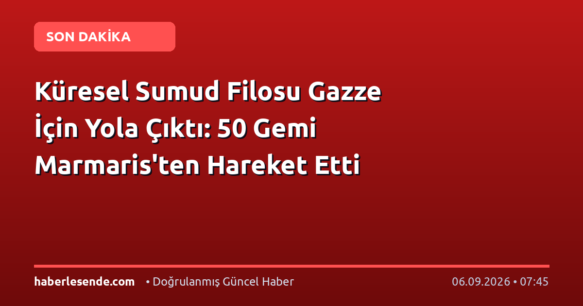 Küresel Sumud Filosu Gazze İçin Yola Çıktı: 50 Gemi Marmaris'ten Hareket Etti