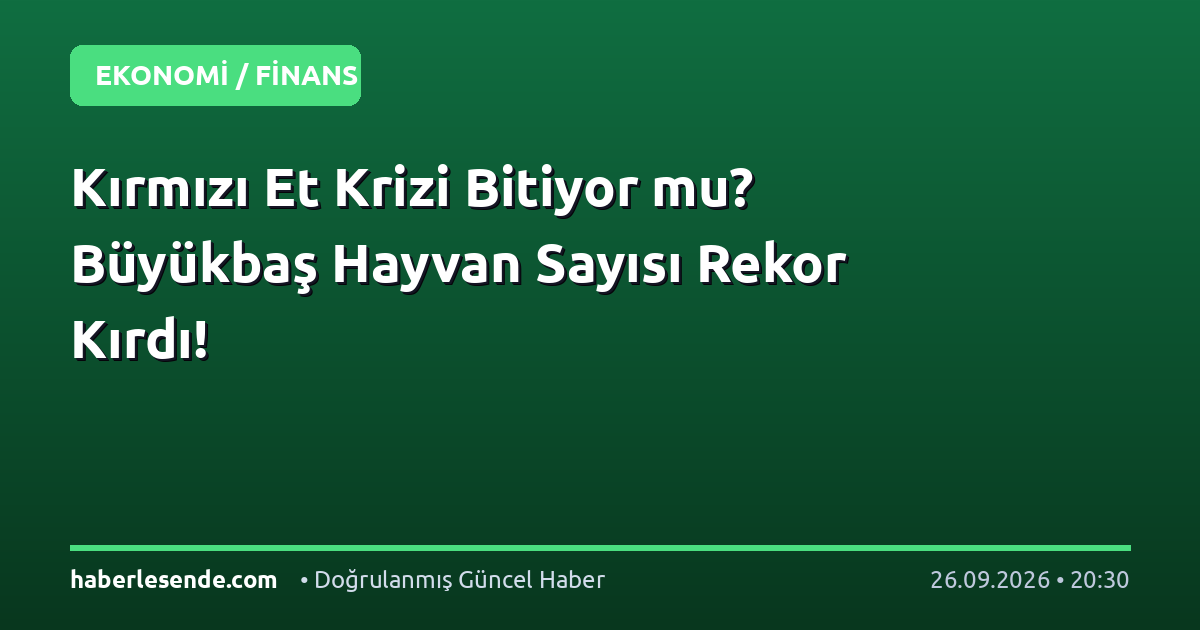 Kırmızı Et Krizi Bitiyor mu? Büyükbaş Hayvan Sayısı Rekor Kırdı!