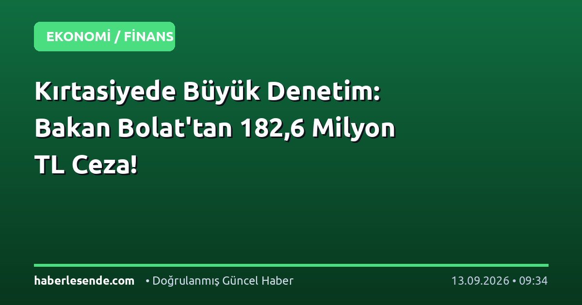 Kırtasiyede Büyük Denetim: Bakan Bolat'tan 182,6 Milyon TL Ceza!
