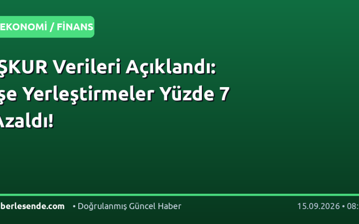 İŞKUR Verileri Açıklandı: İşe Yerleştirmeler Yüzde 7 Azaldı!