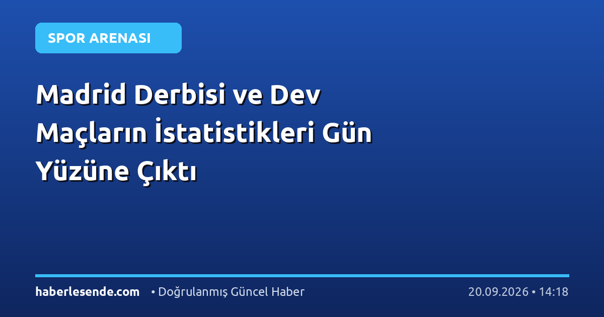 Madrid Derbisi ve Dev Maçların İstatistikleri Gün Yüzüne Çıktı