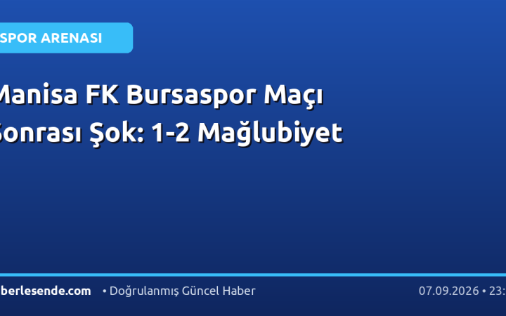 Manisa FK Bursaspor Maçı Sonrası Şok: 1-2 Mağlubiyet