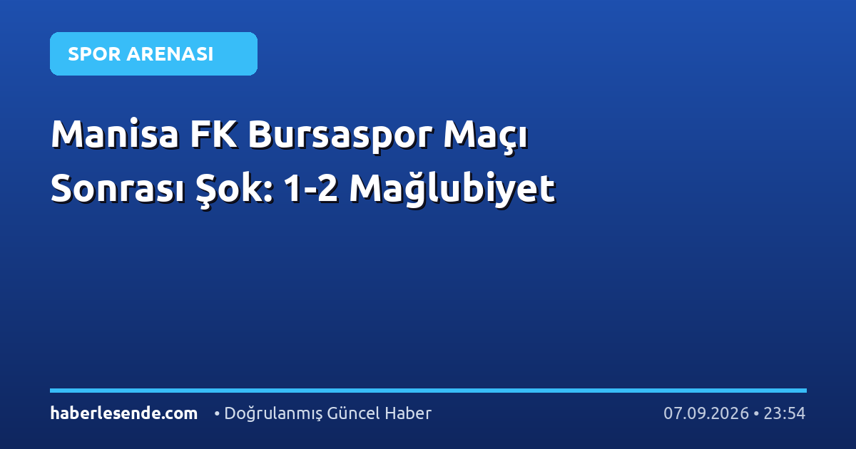 Manisa FK Bursaspor Maçı Sonrası Şok: 1-2 Mağlubiyet