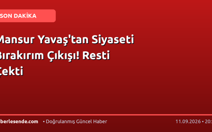 Mansur Yavaş'tan Siyaseti Bırakırım Çıkışı! Resti Çekti
