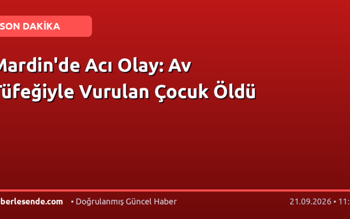 Mardin'de Acı Olay: Av Tüfeğiyle Vurulan Çocuk Öldü