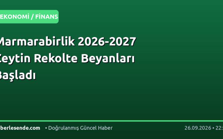 Marmarabirlik 2026-2027 Zeytin Rekolte Beyanları Başladı
