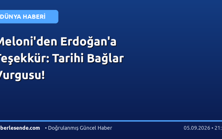 Meloni'den Erdoğan'a Teşekkür: Tarihi Bağlar Vurgusu!
