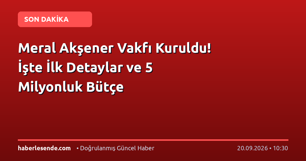 Meral Akşener Vakfı Kuruldu! İşte İlk Detaylar ve 5 Milyonluk Bütçe