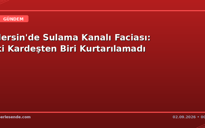 Mersin'de Sulama Kanalı Faciası: İki Kardeşten Biri Kurtarılamadı