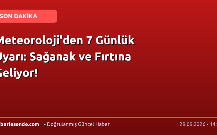 Meteoroloji'den 7 Günlük Uyarı: Sağanak ve Fırtına Geliyor!