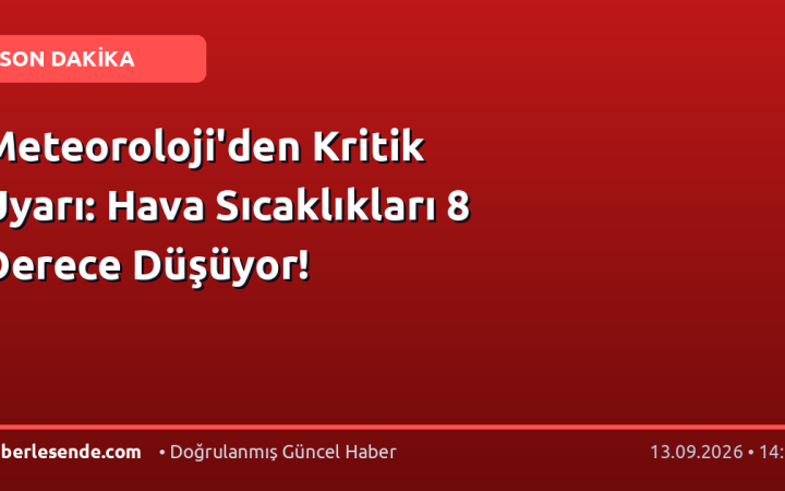 Meteoroloji'den Kritik Uyarı: Hava Sıcaklıkları 8 Derece Düşüyor!