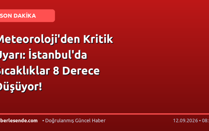 Meteoroloji'den Kritik Uyarı: İstanbul'da Sıcaklıklar 8 Derece Düşüyor!