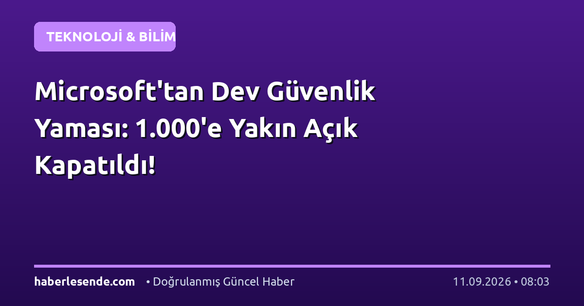 Microsoft'tan Dev Güvenlik Yaması: 1.000'e Yakın Açık Kapatıldı!