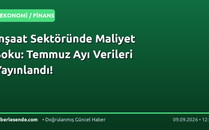 İnşaat Sektöründe Maliyet Şoku: Temmuz Ayı Verileri Yayınlandı!
