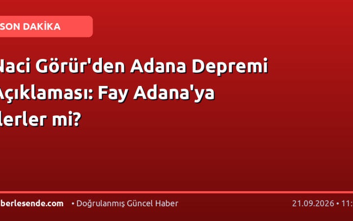 Naci Görür'den Adana Depremi Açıklaması: Fay Adana'ya İlerler mi?