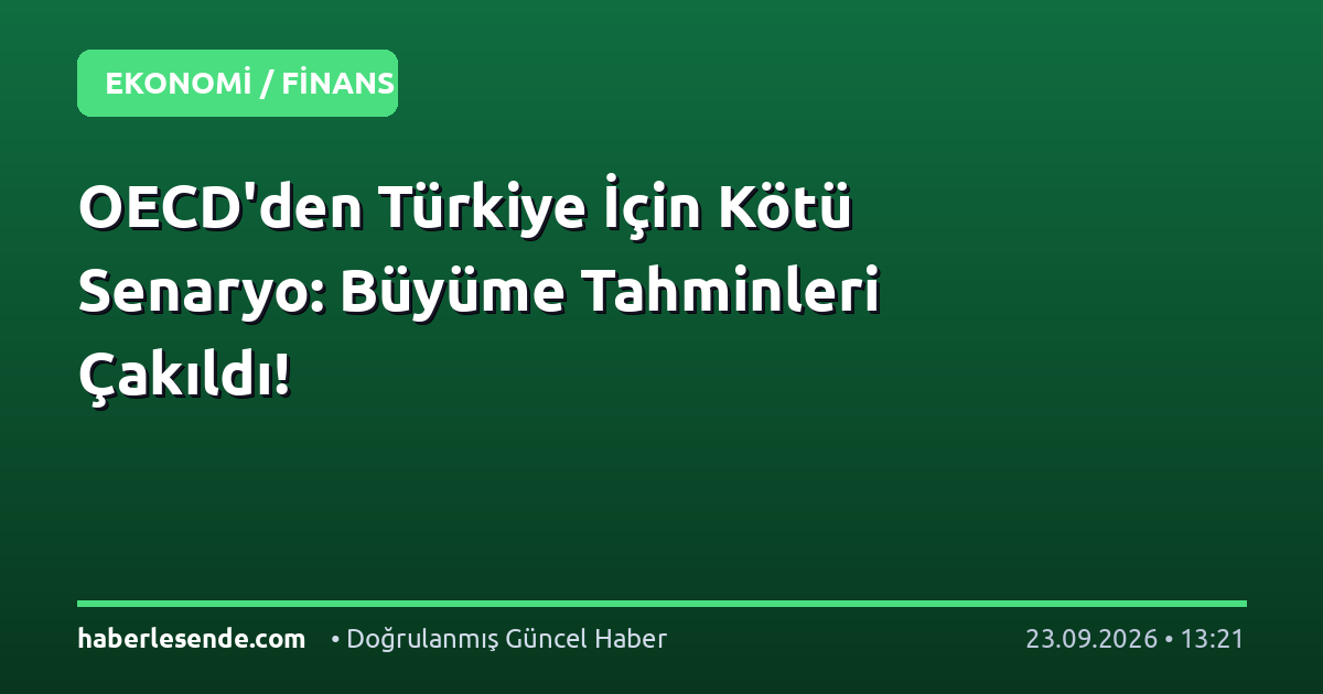 OECD'den Türkiye İçin Kötü Senaryo: Büyüme Tahminleri Çakıldı!