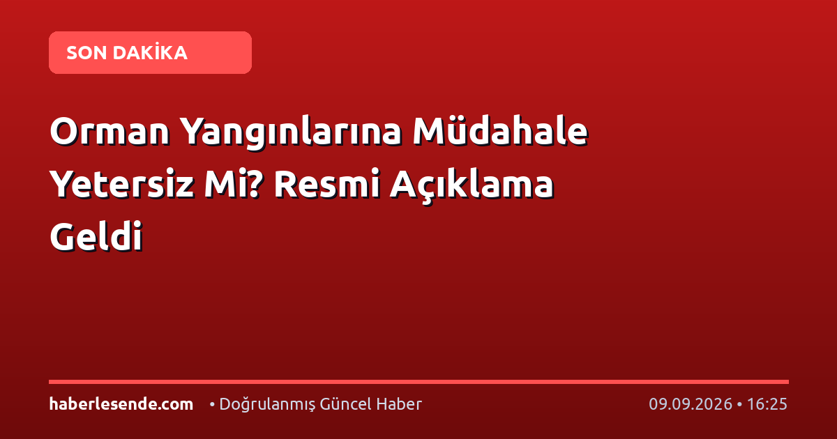 Orman Yangınlarına Müdahale Yetersiz Mi? Resmi Açıklama Geldi