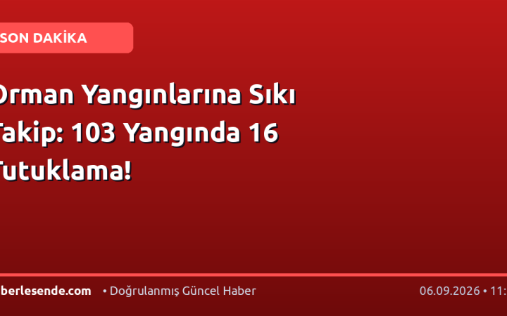 Orman Yangınlarına Sıkı Takip: 103 Yangında 16 Tutuklama!