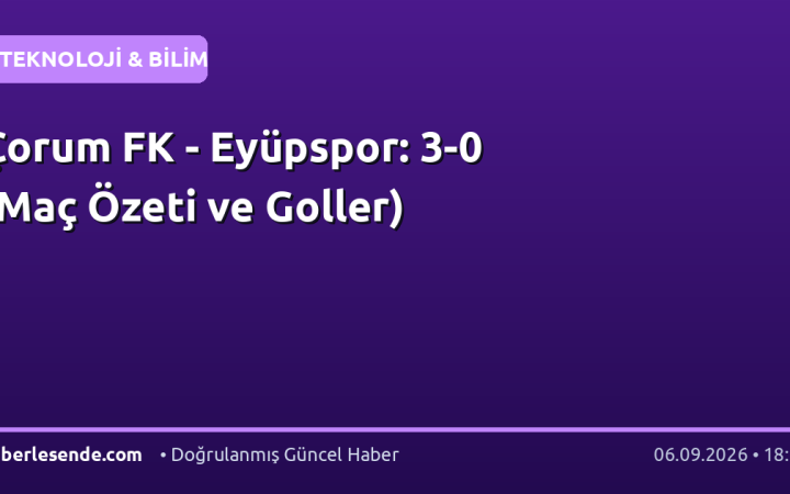 Çorum FK - Eyüpspor: 3-0 (Maç Özeti ve Goller)