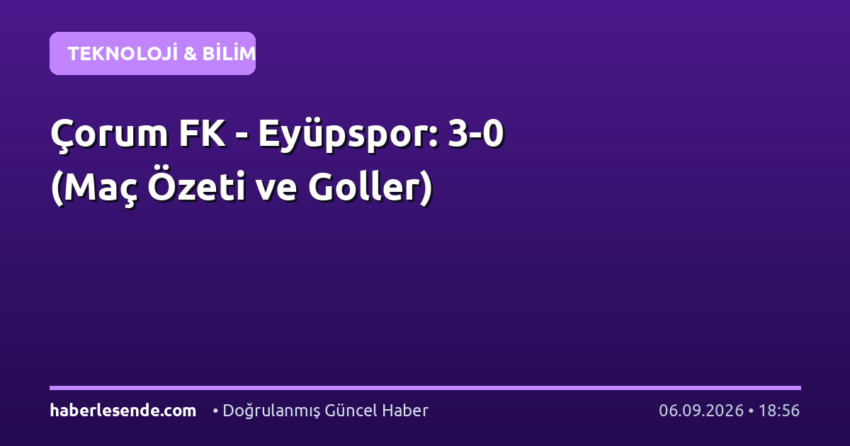Çorum FK - Eyüpspor: 3-0 (Maç Özeti ve Goller)