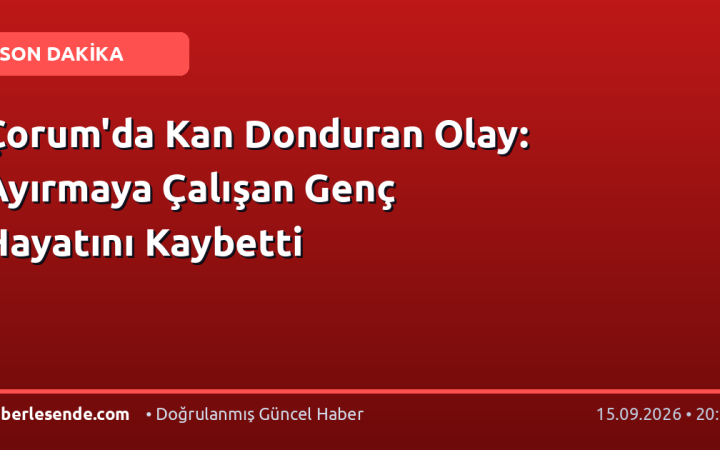 Çorum'da Kan Donduran Olay: Ayırmaya Çalışan Genç Hayatını Kaybetti