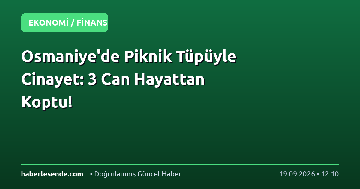 Osmaniye'de Piknik Tüpüyle Cinayet: 3 Can Hayattan Koptu!