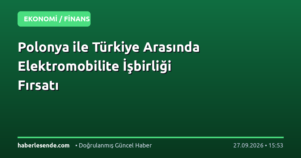 Polonya ile Türkiye Arasında Elektromobilite İşbirliği Fırsatı