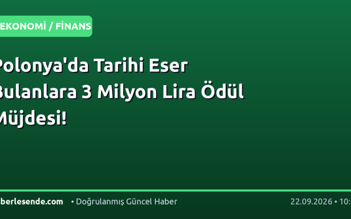 Polonya'da Tarihi Eser Bulanlara 3 Milyon Lira Ödül Müjdesi!