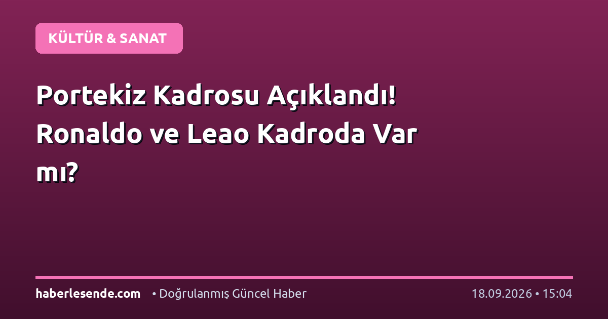 Portekiz Kadrosu Açıklandı! Ronaldo ve Leao Kadroda Var mı?
