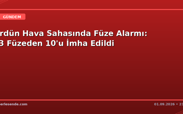 Ürdün Hava Sahasında Füze Alarmı: 13 Füzeden 10'u İmha Edildi