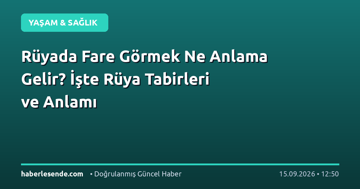 Rüyada Fare Görmek Ne Anlama Gelir? İşte Rüya Tabirleri ve Anlamı