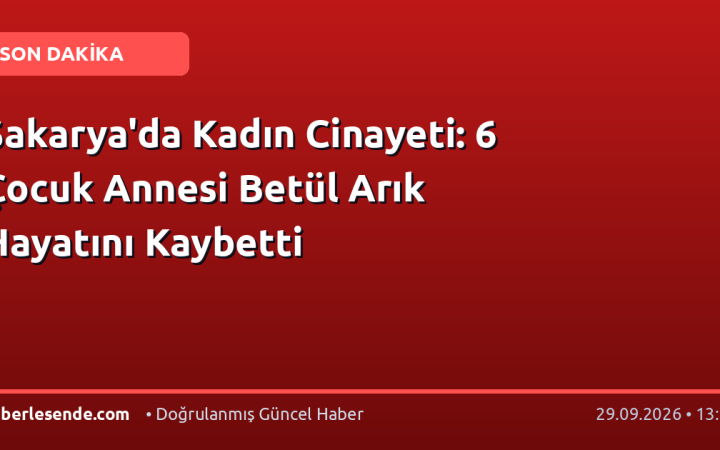 Sakarya'da Kadın Cinayeti: 6 Çocuk Annesi Betül Arık Hayatını Kaybetti