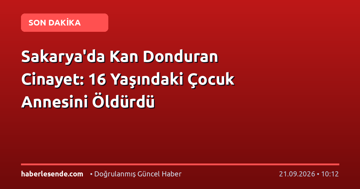 Sakarya'da Kan Donduran Cinayet: 16 Yaşındaki Çocuk Annesini Öldürdü