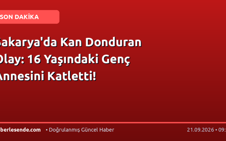 Sakarya'da Kan Donduran Olay: 16 Yaşındaki Genç Annesini Katletti!