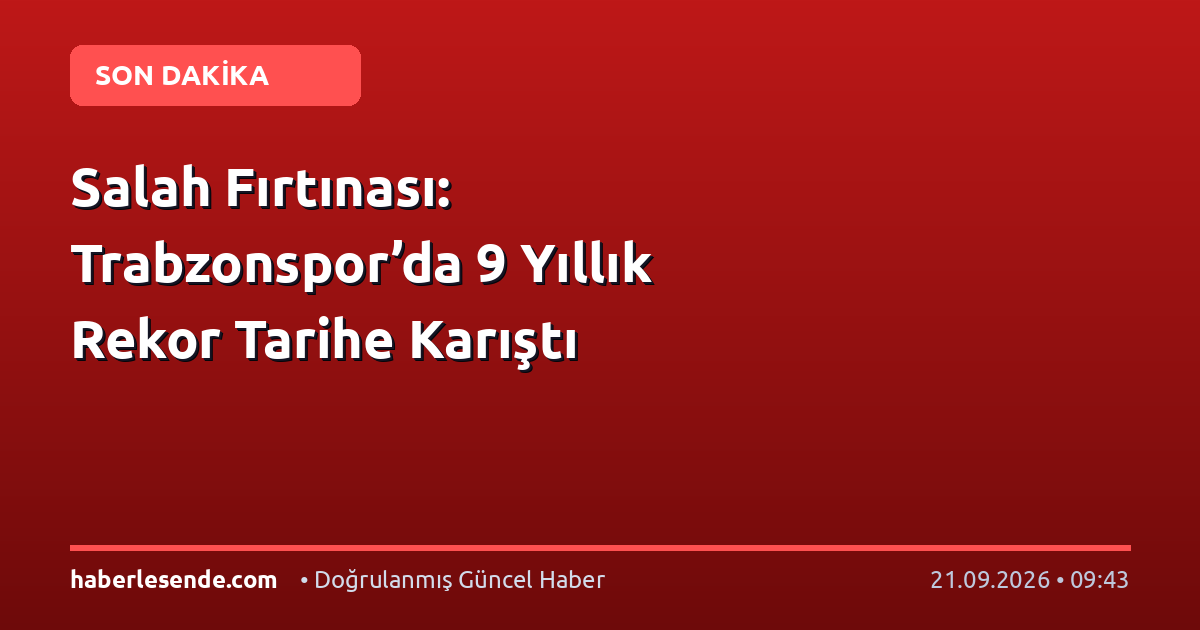 Salah Fırtınası: Trabzonspor’da 9 Yıllık Rekor Tarihe Karıştı