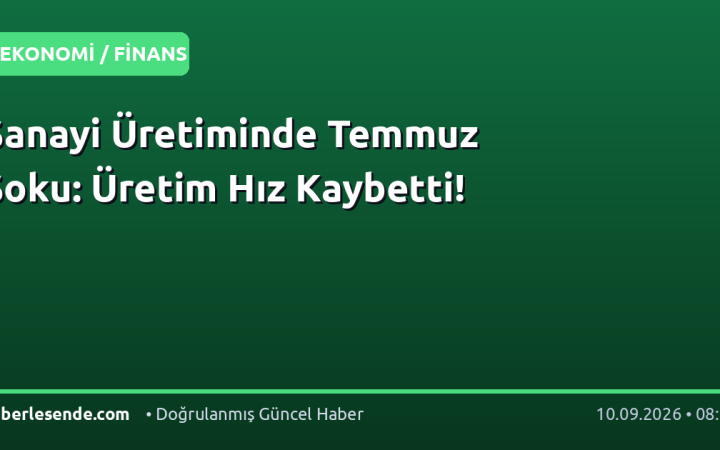 Sanayi Üretiminde Temmuz Şoku: Üretim Hız Kaybetti!