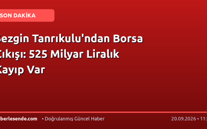 Sezgin Tanrıkulu'ndan Borsa Çıkışı: 525 Milyar Liralık Kayıp Var