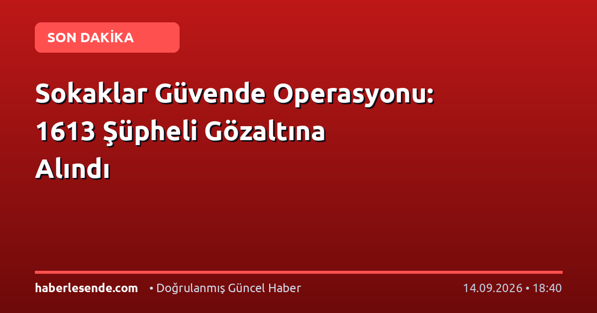Sokaklar Güvende Operasyonu: 1613 Şüpheli Gözaltına Alındı